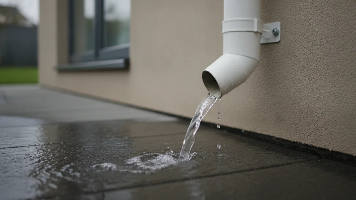 A downpipe draining freely after cleaning