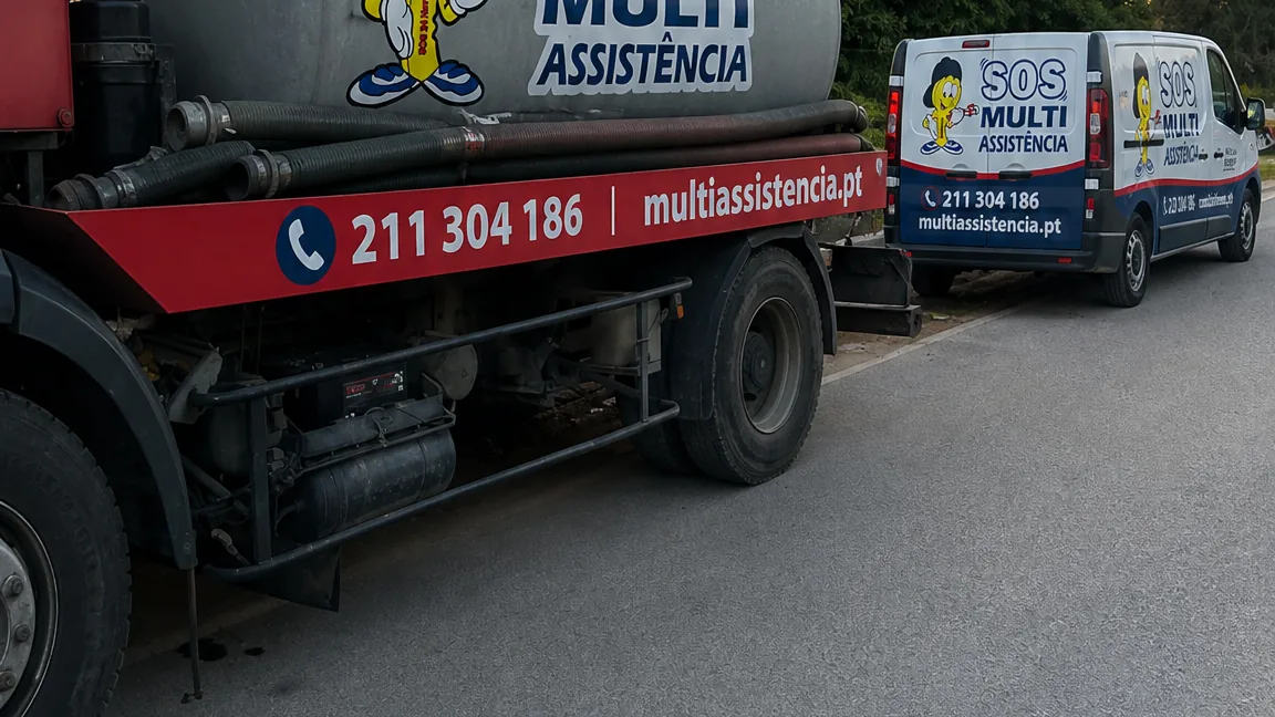 A tanker with suction hoses for emptying tanks
